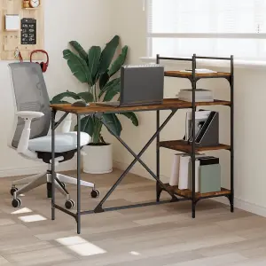 Berkfield Computer Desk with Shelves Smoked Oak 120x47x109 cm