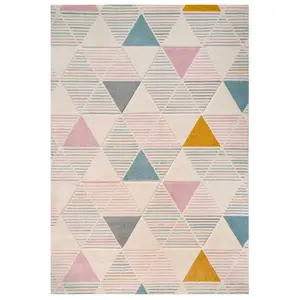 Pastel Multicolour Diamond Geometric Living Area Rug 160x230cm