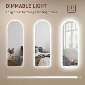 HOMCOM Full Length Wall Mirror with Lights Dimming and 3 Colour Adjustable