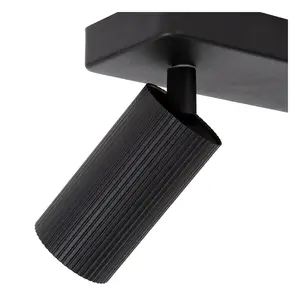 Lucide Clubs Modern Twin Ceiling Spotlight - 2xGU10 - Black