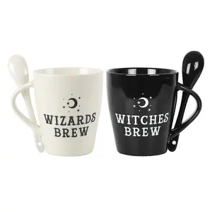 Something Different Witches and Wizards Couple Ceramic Mug Set White/Black (One Size)