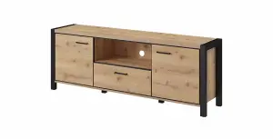 Elegant Aktiv 41 TV Cabinet 1800mm in Oak Taurus & Black Matt - Modern Media Solution H650mm D410mm