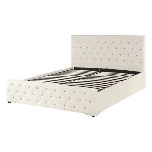 Velvet EU Double Size Ottoman Bed Beige AMIENS