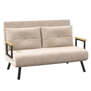 HOMCOM Click Clack 2 Seater Sofa Bed Settee for Living Room, Guest Room, Beige