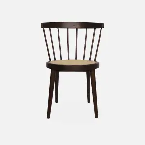 sweeek. Pair of wood and cane dining chairs Nora Dark wood colour 54x54x76.5 cm