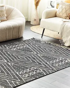 Cotton Area Rug 160 x 230 cm Black and White KHENIFRA