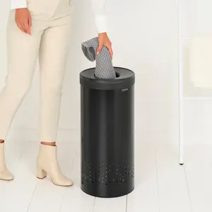 Brabantia Laundry Bin Black / 63.5cm H x 38cm W x 38cm D