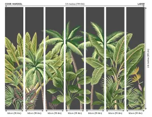 Origin Murals Tropical Palm Trees Black Matt Smooth Paste the Wall 350cm wide x 280cm high