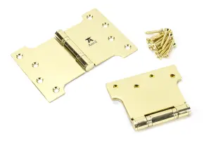 From The Anvil Polished Brass 4 Inch x 4 Inch x 6 Inch  Parliament Hinge (pair) ss