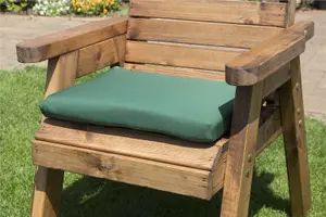 Charles Taylor Wooden Garden Chair Seat Lounger & Footstool & Green Cushion