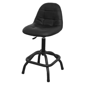 Sealey Workshop Stool Pneumatic with Adjustable Height Swivel Seat & Back Rest SCR01B