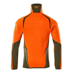 Mascot Accelerate Safe Microfleece Jacket with Half Zip (Hi-Vis Orange/Moss Green)  (X Large)