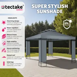 Gazebo Leyla - 3.9 x 2.9 m, water repellent, 50+ UV protection, double roof system - anthracite