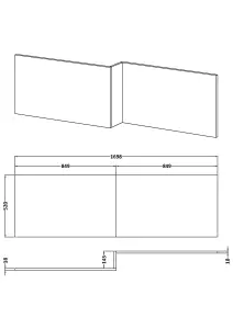 1700mm Square L-Shape Shower Bath Front Panel - Bleached Oak