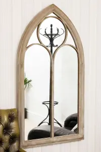 MirrorOutlet SandstoneSomerley Chapel Arch Garden Mirror 112 x 61 CM