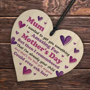 Red Ocean Joke Funny Mothers Day Gift For Mum From Daughter Son Wooden Heart With Funny Message For Mum