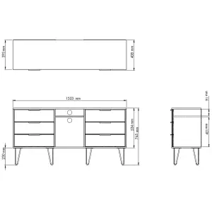 Cube Ready assembled Matt duck egg & white Media unit with 2 shelves & 6 drawers, (H)152cm x (W)74cm x (D)39.5cm