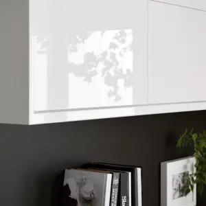 GoodHome Stevia Gloss cream Slab Highline Cabinet door (W)450mm (H)715mm (T)18mm