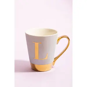 Maison by Premier Mimo White Frosted Deco L Letter Monogram Mug