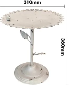 Outdoor Garden Free Standing Weatherproof Pedestal White Metal Bird Bath