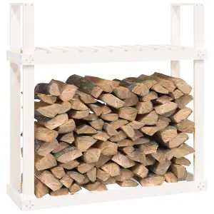 Berkfield Firewood Rack White 110x35x108.5 cm Solid Wood Pine