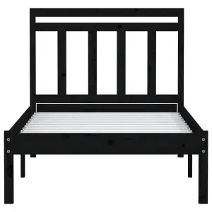 Berkfield Bed Frame Black Solid Wood Pine 100x200 cm