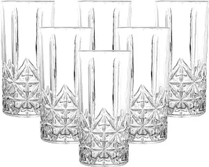 simpa 350ml Vintage Style Highball Drinking Glasses, Set of 6