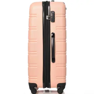 ABS Hard Shell Travel Trolley Suitcase 4 Wheel Luggage Set Hand Luggage 24 Inch Pink