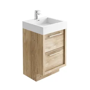 Walter Floor Standing 500mm Vanity Unit in Light Sawn Oak