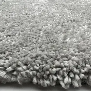 Washable Silver Thick Shaggy Rug, Modern Plain Rug for Bedroom, & Living Room, Silver Rug for Dining Room-80cm X 120cm