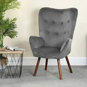 Garmon Velvet Armchair Grey