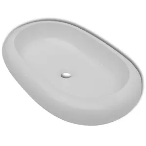 Luxury Ceramic Basin Oval-shaped Sink White 63 x 42 cm