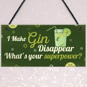 Red Ocean Novelty Funny Make Gin Disappear Gift Man Cave Home Bar Hanging Plaque Pub Sign Gift