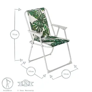 Harbour Housewares - Folding Metal Beach Chairs - Banana Leaf - Pack of 2