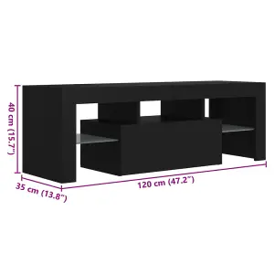 vidaXL TV Cabinet with LED Lights Black 120x35x40 cm