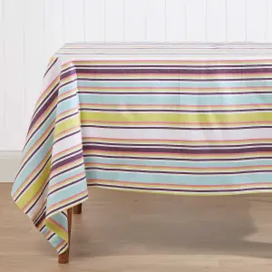 Homescapes Osaka Purple Striped Cotton Square Tablecloth 137 x 137 cm