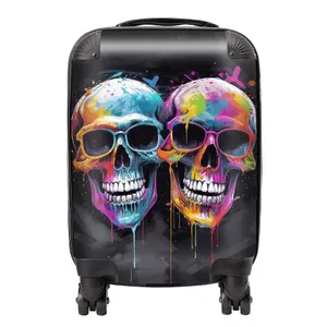 Splashart Happy Skeletons In Glasses Suitcase - Mini Cabin