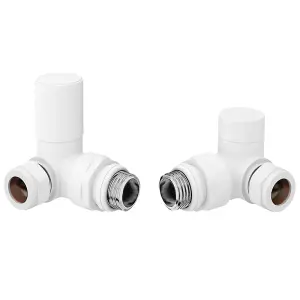 Pair Of Round White Corner Radiator Valves