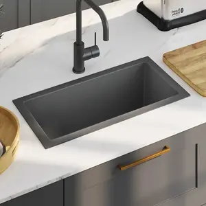 vidaXL Handmade Kitchen Sink Black Stainless Steel