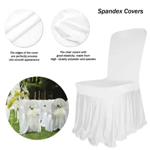 White Skirt Style Chair Covers for Wedding - Pack of 10