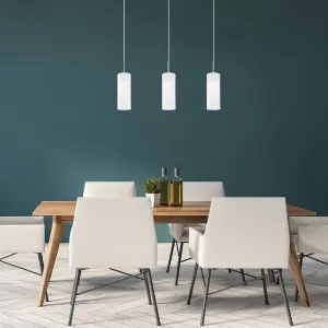 EGLO TROY 3 Satin Nickel And White Glass And 3 Light Ceiling Pendant, (D) 10.5cm