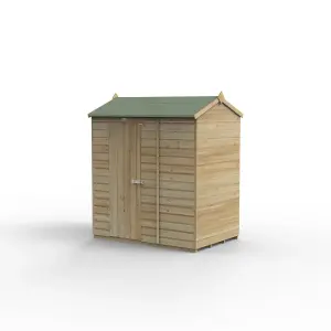 Forest Garden Beckwood 6x4 ft Reverse apex Natural timber Wooden Shed with floor (Base included)