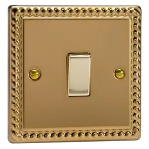 Varilight 1-Gang 10A 1- or 2-Way Rocker Switch Georgian Brass