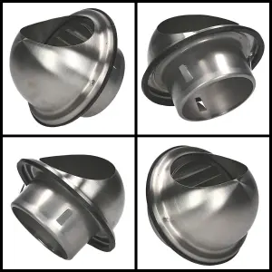 Awenta 125mm Air Ejector Stainless Steel Duct Cap Semicircular Outside Box Casing Cover