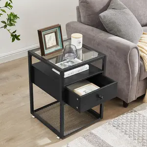 NS 1 Drawer Bedside Table Black