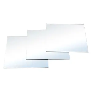 Set of 3 Clear Square Frameless Wall Mirror Tiles 400 x 400 mm