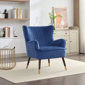 Madison Velvet Fabric Accent Chair - Dark Blue