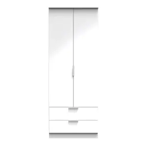 Poole 2 Door 2 Drawer Wardrobe in White Gloss (Ready Assembled)