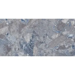 Vance Polished Blue Stone Effect Porcelain Wall & Floor Tile - Pack of 32 Tiles, 23m² - (L)600(W)1200mm