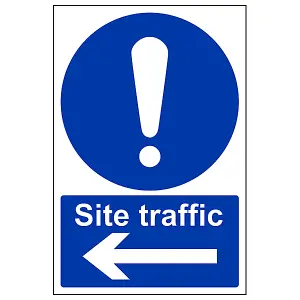 Arrow LEFT Site Traffic Safety Sign - Rigid Plastic - 150x200mm (x3)